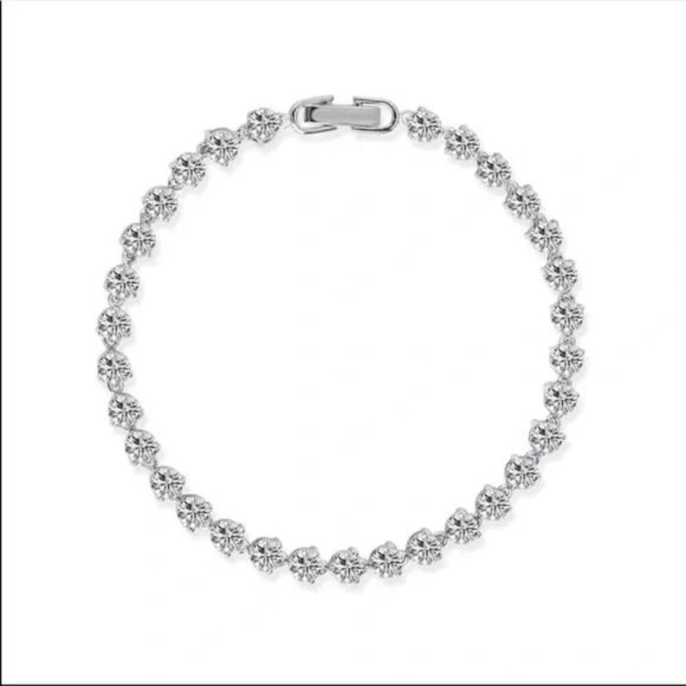 NEW 925 STERLING SILVER DIAMOND TENNIS BRACELET, NICE BRACELET, CUTE BRACELET - Picture 7 of 7